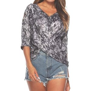 Gray Snake Print Top